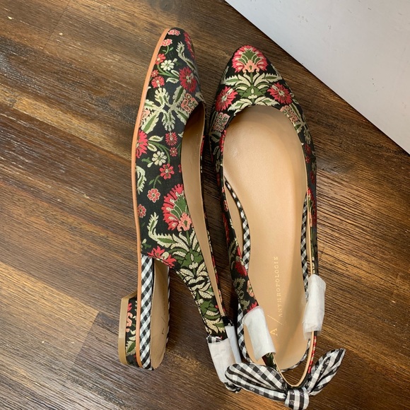 Anthropologie Bow-tied Slingback Flats Floral - Picture 5 of 8